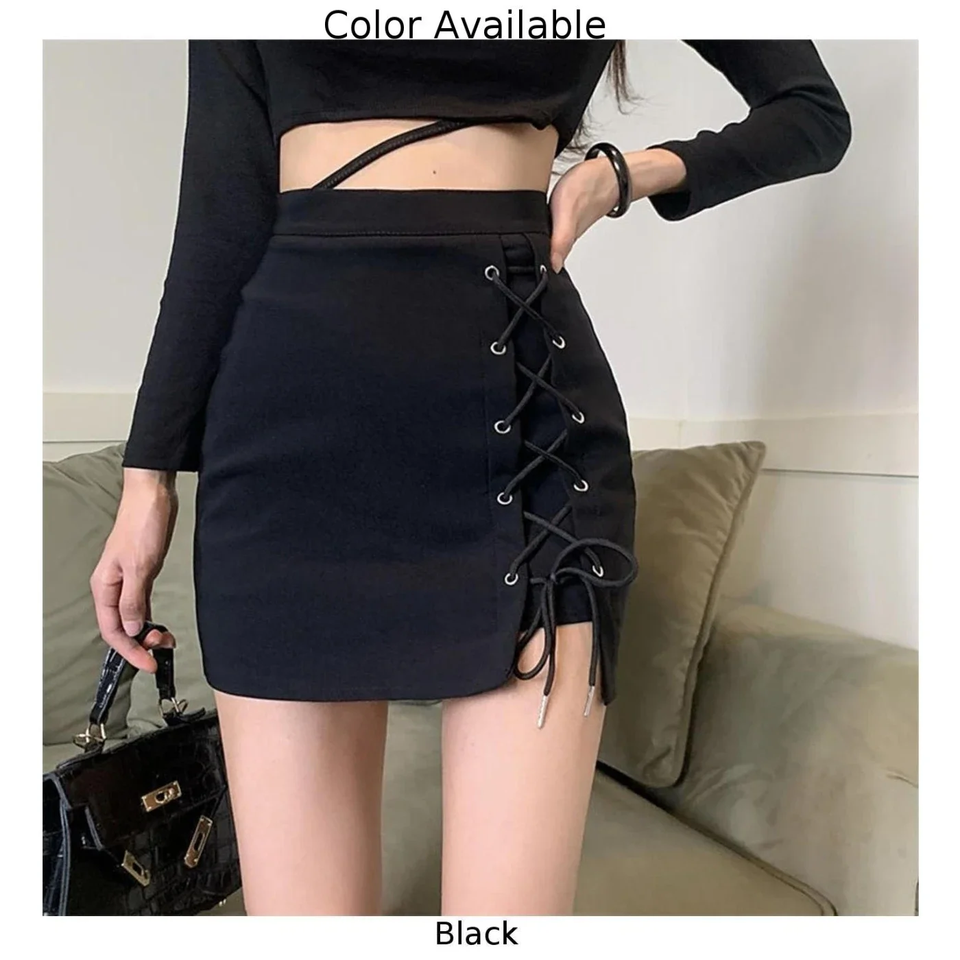 Gothic Summer High Waist Mini Skirt Women Sexy Skinny Lace Up Black Short Skirts Woman Streetwear Gothic Y2K Bodycon Skirts