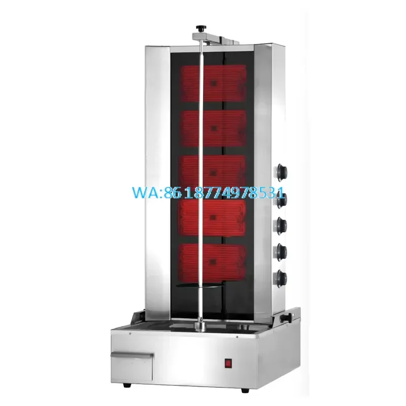 Wmwmnu for Commercial 5 Zone Shawarma Grill 10kW 380V with Infrared Radiant Heating Rotating Spit for Gyro Doner Meat Cooking