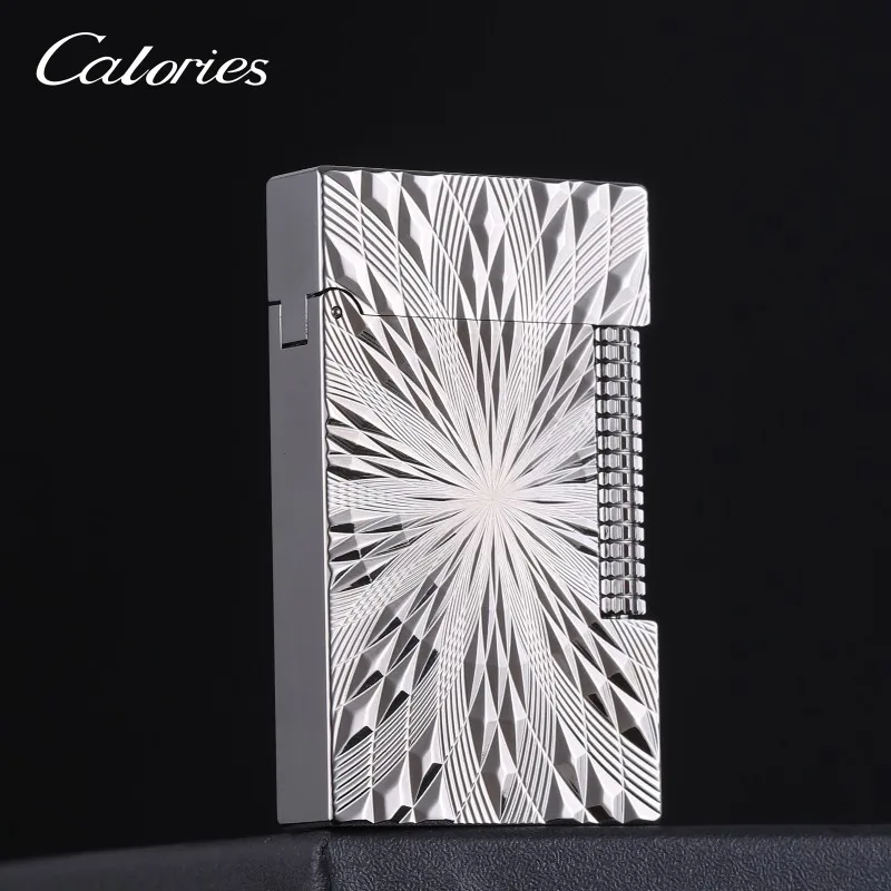 

Calories Luxury Alloy Metal Butane Gas Lighter Personalized Grinding Wheel Windproof Lighter Men's Gift Cigarette Accessories
