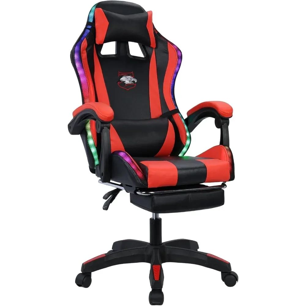 

Gaming Chair with Compatible Speakers and RGB LED Lights, Ergonomic Massage Computer Gaming Chair with Height Adjustable