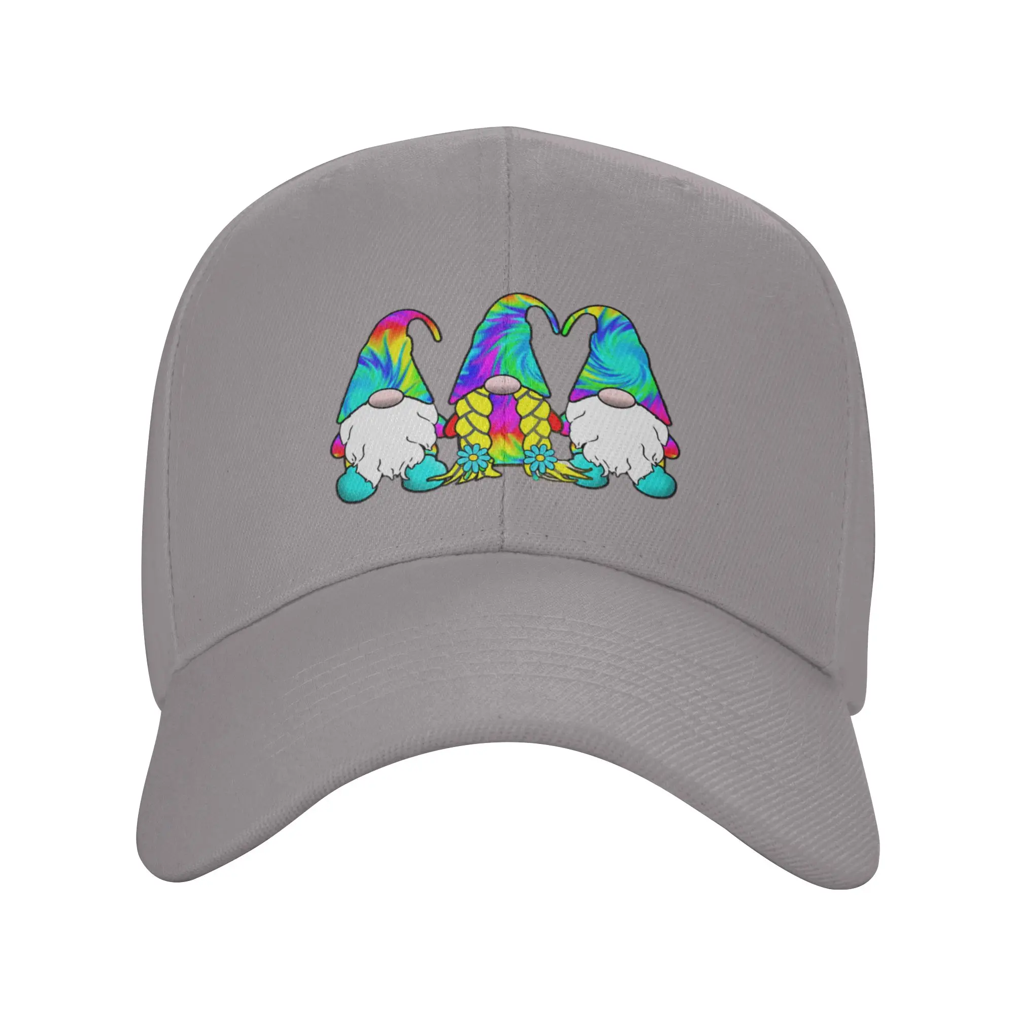 3 Hippie Gnomes Tie Dye Hat Retro Peace Groovy Trendy Baseball Cap Daily Walking Adult Baseball Cap