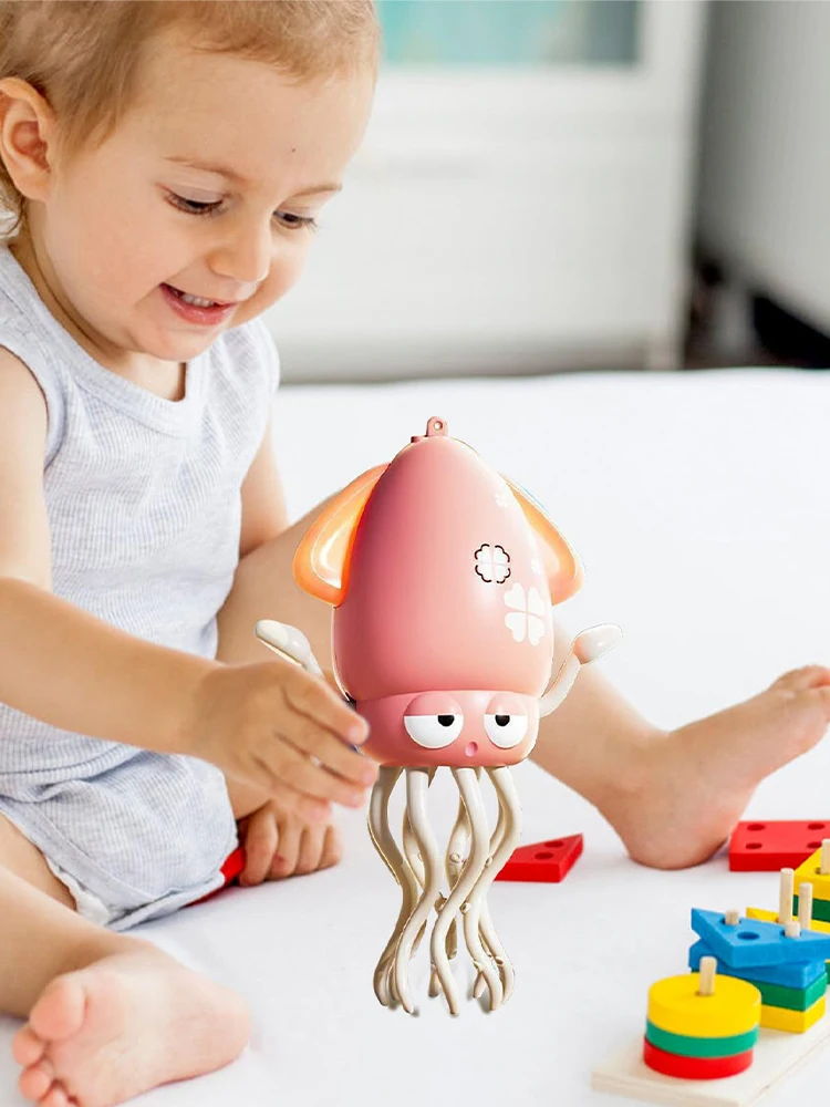 ألعاب الحبار الراقص الإلكترونية مضحك التعريفي الكذب الحبار المسطح طفل التطوير التفاعلي مع الضوء والموسيقى هدايا وقت البطن #5