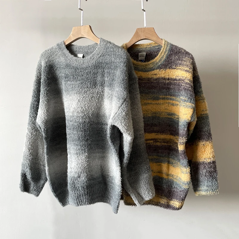 

NXXTRESS Streetwear Gradient Sweater Harajuku Tie Dye Oversized Knitted Pullovers Vintage Casual Knitwear Winter Jumper Tops