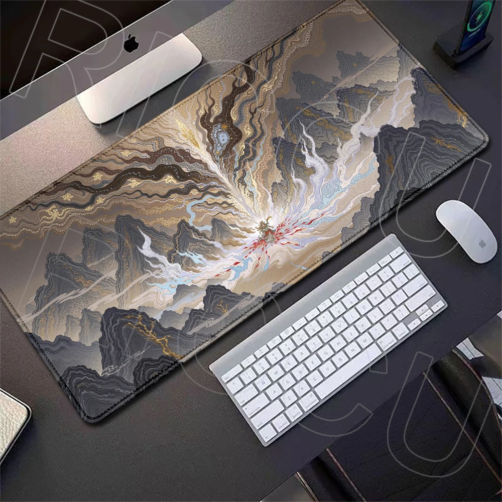 Erweiterte Mauspads mit Berg- und Meereslandschaft, rutschfester Gummi, für Spiele, Heimbüro-Zubehör, Laptop-Mauspad, Spielmatte, Gamer-Schreibtischmatte – Detail 9