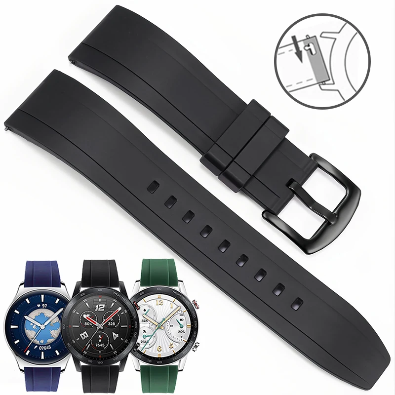 Rubber Watch Strap With Substitute Glory Watch GS 3 3i Pro/Magic 2 Series Flat Interface Silicone Watchband With 20/22mm