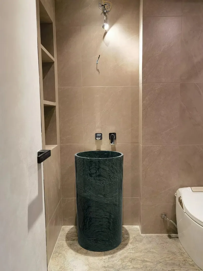 Custom design Indian green marble bathroom dock wash basin
