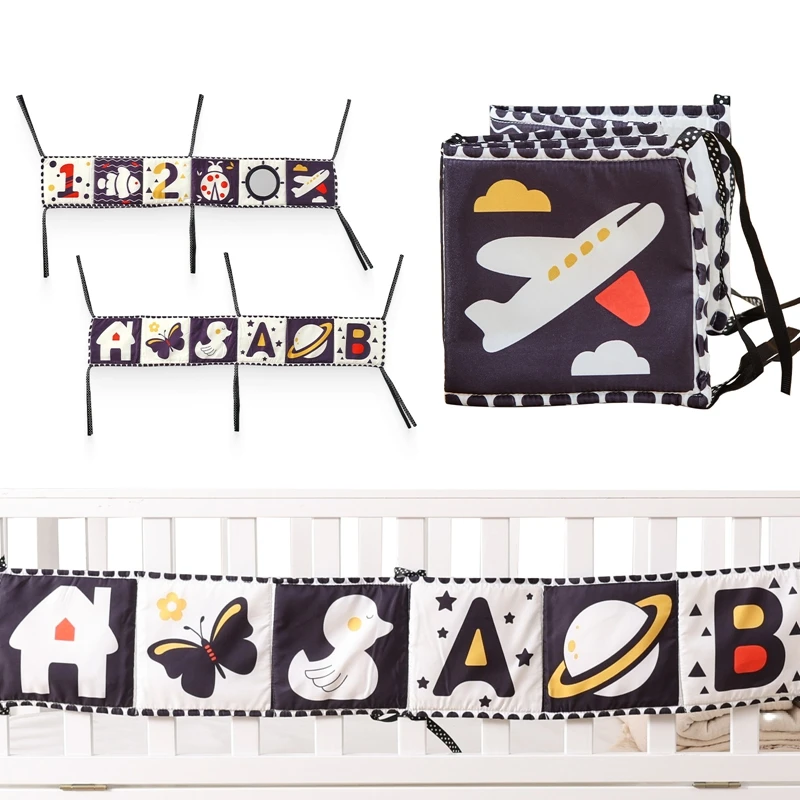 Sensory Cloth Book Baby Toys 0 12 Months Newborn Bed Crib Bumper Black and White Animal Quiet Books Montessori Baby Book Toys