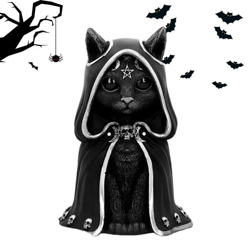 Halloween Statue Black Animal Miniatures Sculpture Home Decorations Desktop Centerpieces Sheep Cat Frog Resin Collectible