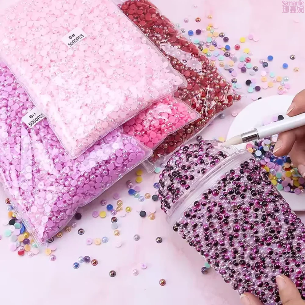 Wholesale Half Round Pearl Multicolors for Clothing Garment Nail Art Decorations Accessories Flatback Resin Pearl Beads Craft