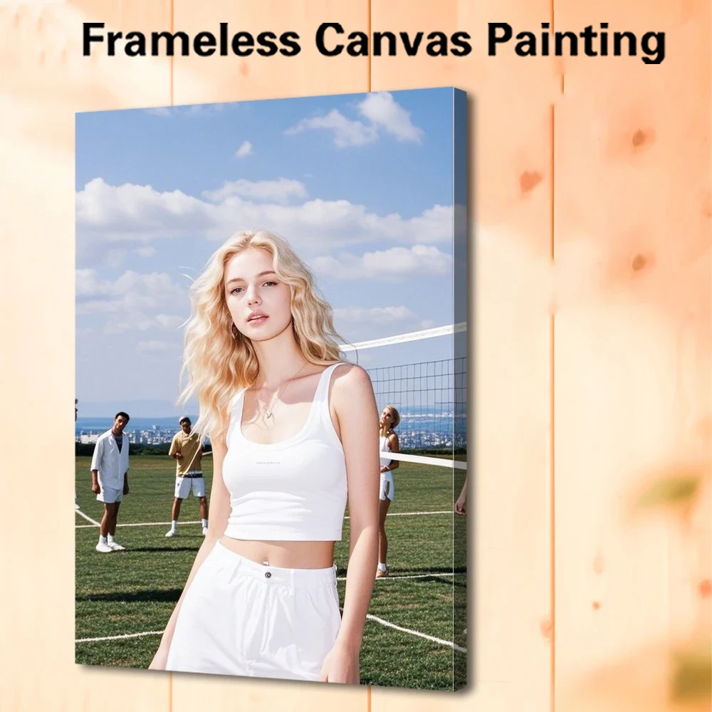 1pc Frameless Personalize Custom Photo Girl Hand Painted Canvas Oil Paintings Video Game Wall Pictures Print For Gamer Room