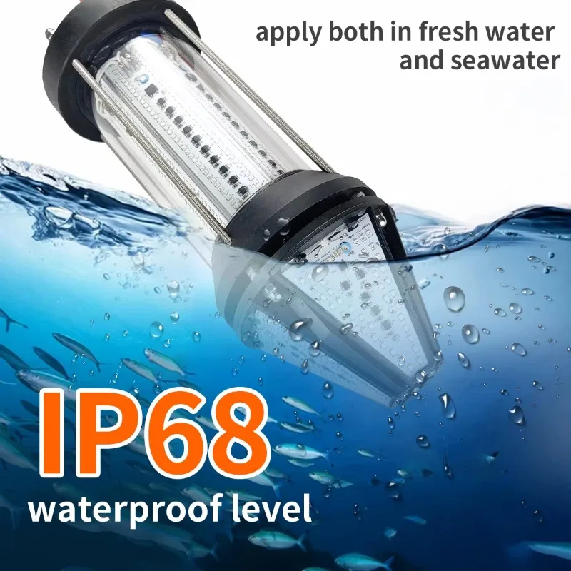 Glow Downward Led Unterwasser Lichter 800W Lachs Fisch Landwirtschaft Ausrüstung IP68 Doppel Wasserdichte Led Angeln Licht Tintenfisch