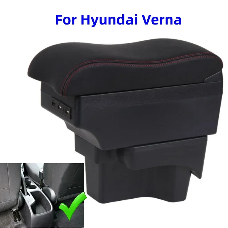 

Car Armrest Box for Hyundai Verna Interior Storage Box Auto parts Leather Arm Rest Center Console Storage box For SOLARIS