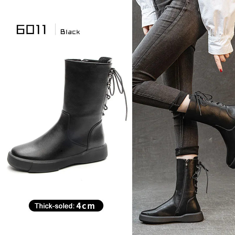 Frauen Winters tiefel große Größe Mode Plüsch warmes echtes Leder Frauen Motorrad Stiefel Lederschuhe Mid-Calf Stiefel Frauen wsh4964