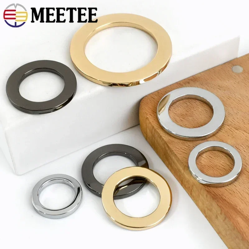 5/10Pcs Meetee 15-25mm Metal O Ring Buckle Flat Rings for Webbing Backpack Bag Strap Garment Clasp Hooks Hardware Accessories