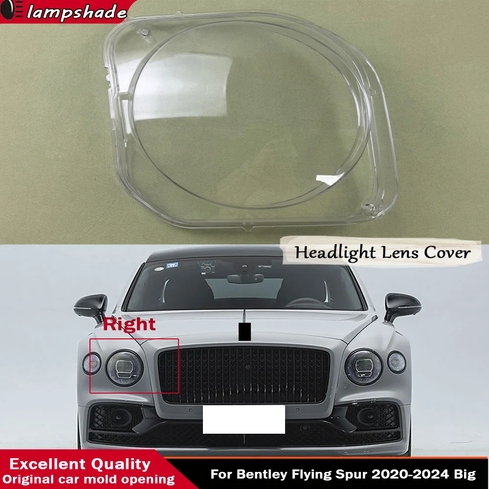 For Bentley Flying Spur 2020-2024 Big Headlamps Lens Glass Shell Masks Transparent Lampshade Shade Car Front Headlight Cover