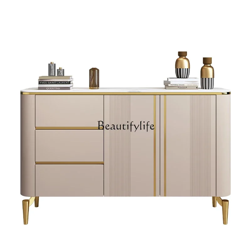 

45 Light luxury entrance shoe cabinet integrated modern simple Nordic locker rock slab storage against the wall