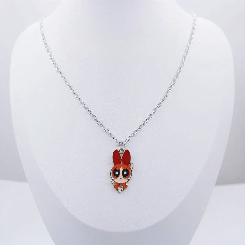 الرسوم المتحركة الفتيات Powerpuff الطرفية لطيف شخصية الرسوم المتحركة اليابانية والكورية قلادة قلادة هدية العيد #5