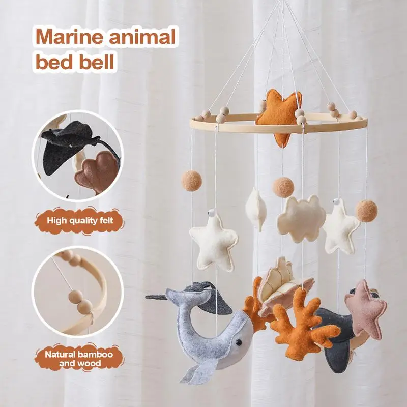 

Baby Crib Mobile Sea Creatures Baby Bed Wind Chime Cartoon Toys Hangable Marine Animal Decoration For Bassinet Nursery Bed Bell