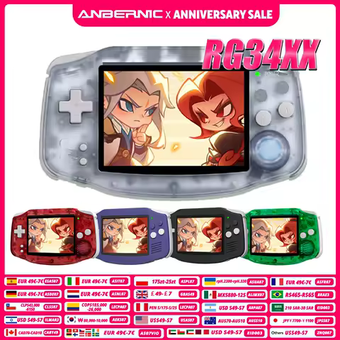 ANBERNIC NEW RG34XX Retro Game Console With 64G TF Card Portable Gaming Console 3.4 Inch IPS Screen 3500mAh Battery HDMI-Out
