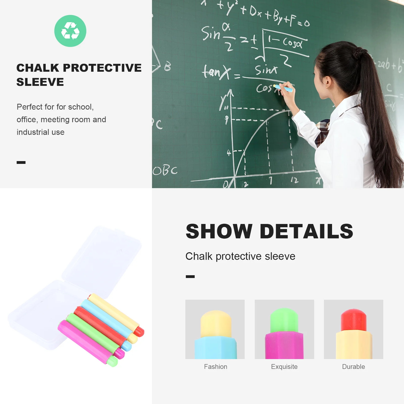 

5 pcs Chalk Holder Storage Box 9.5X1.5Cm Plastic Chalk Clip For School Office Meeting Room Industrial Use Writing