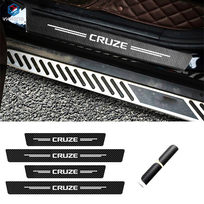 Car Door Sill Threshold Carbon Fiber Sticker For Chevrolet Cruze RS Premier LTZ LT Car Scuff Plate Waterproof Dustproof Decals