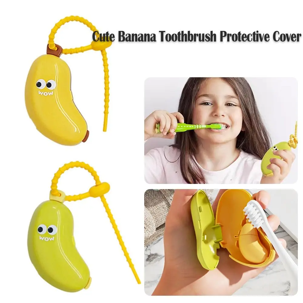 Plastic Toothbrush Head Protective Cover Portable Brush Protect Toothbrush Dust Cap Cover 2in1 Banana Shape