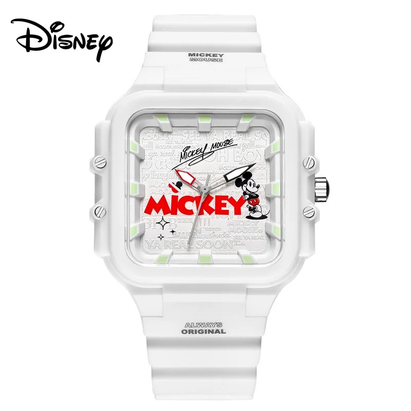 Disney Original Unisex Boy Girl Student Children Cartoon NewQuartz Wristwatch Rectangle Dial 3D Scale Luminous Waterproof Clock