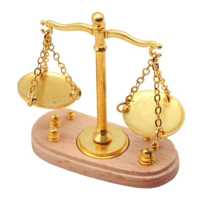 

1/12 Scale Miniature Wooden Balance Scale Retro Dollhouses Furniture with Metal Accents 15UB
