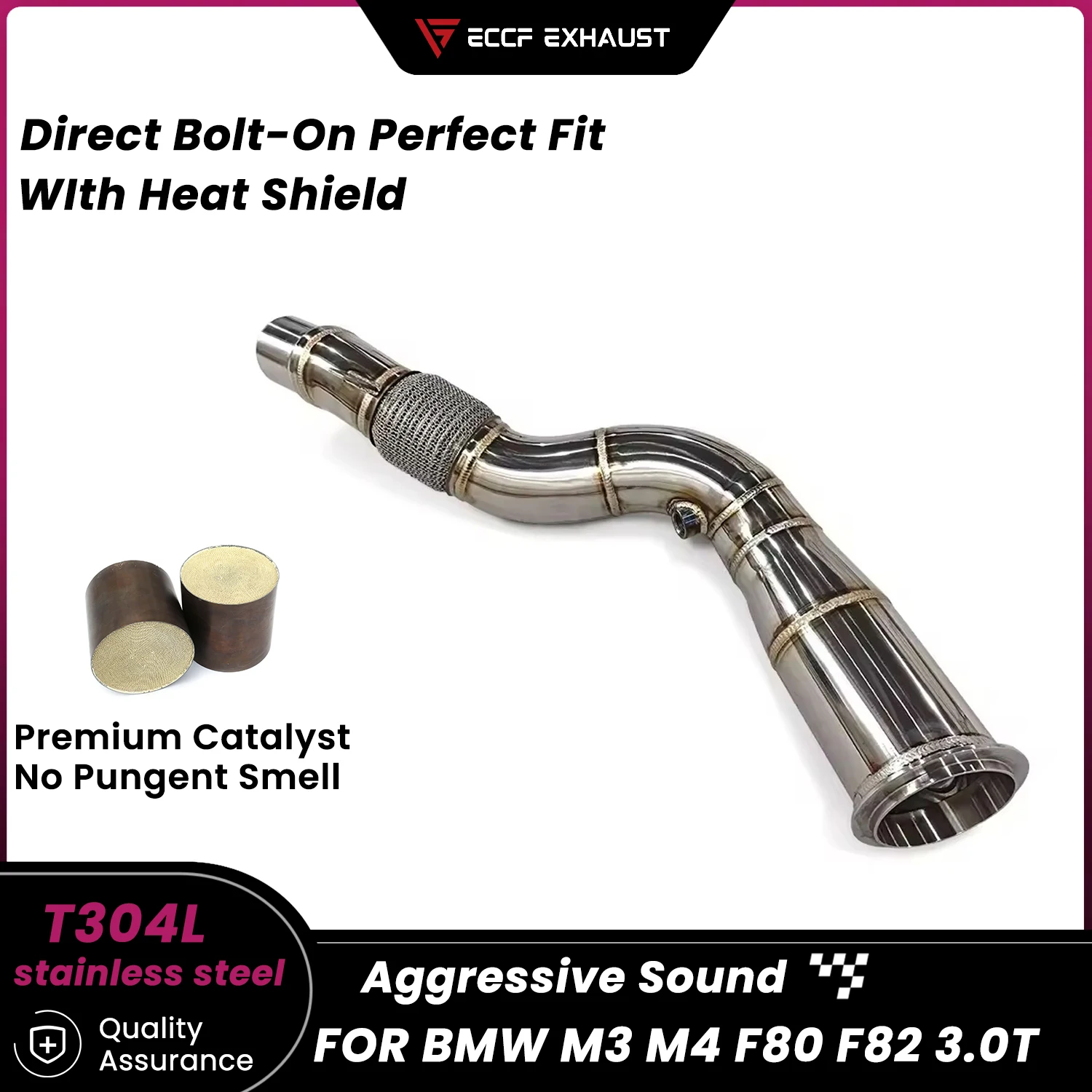 

Stainless Steel Downpipe For BMW M3 M4 F80 F82 3.0T Aggressive Exhaust Sound High Flow Performance Upgrade