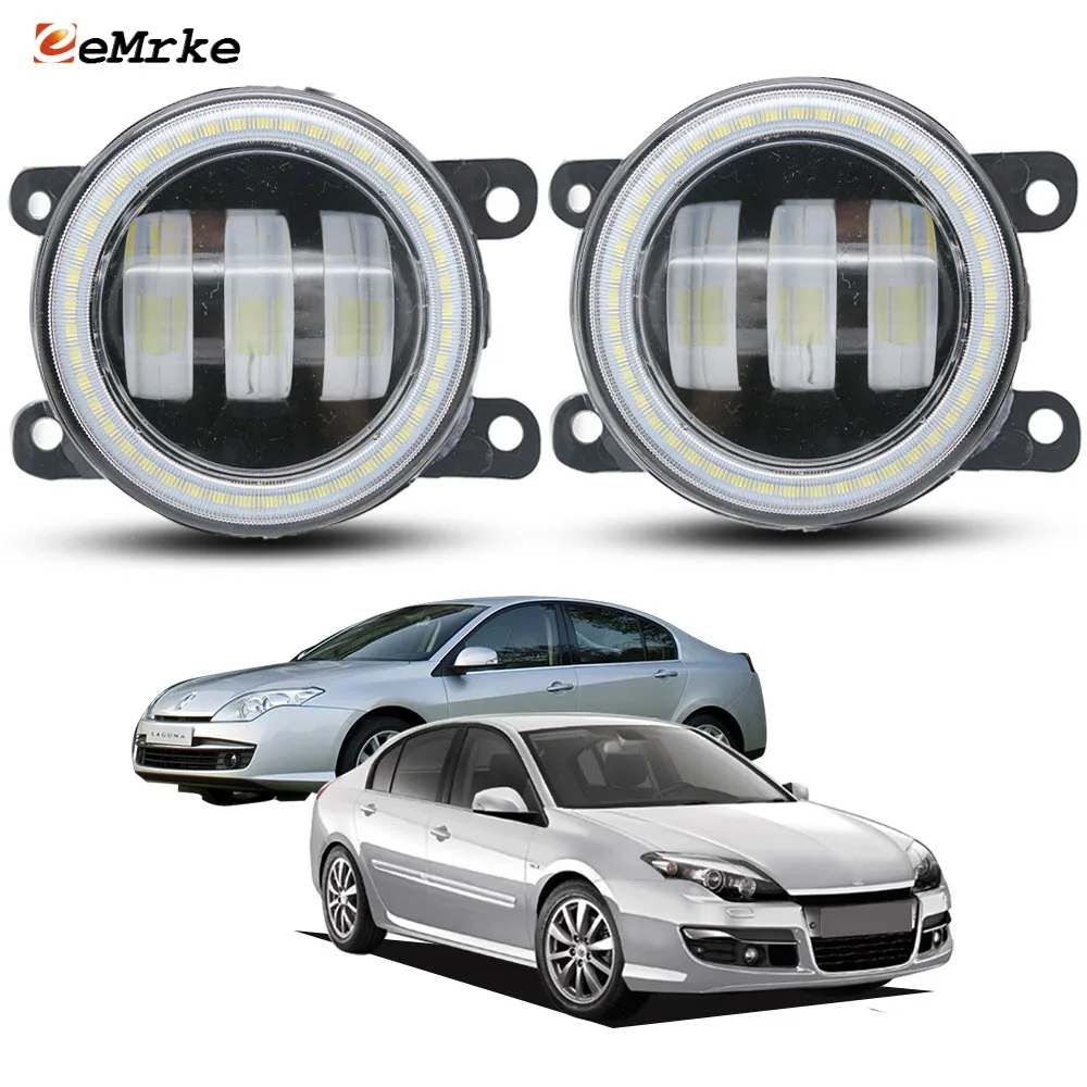

Upgrade LED Fog Lights Angel Eyes DRL for Renault Laguna 3 X91 BT0_/KT0_ 2008-2014 2015 with Cut-Lens Daytime Running Lamp Halo