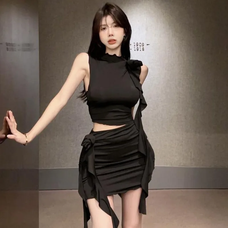 

Mini Women's Two Skirt Piece Set Short Luxury Designer Clothing Korean Style Co Ord New in The Same Vintage Sexy Female Outfits