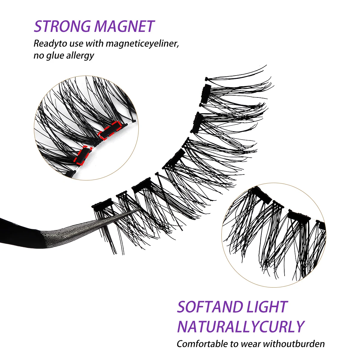 MAGEFY, 3 pares de pestañas magnéticas mejoradas con aplicador, aspecto Natural suave reutilizable, No necesita pegamento, Kit de pestañas, pestañas de ojo de gato