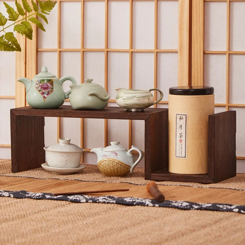 Solid Wood Table Storage Shelf Chinese Multi-Treasure Cabinet Cup Rack Teapot Holder Bo Ancient Frame Decoration