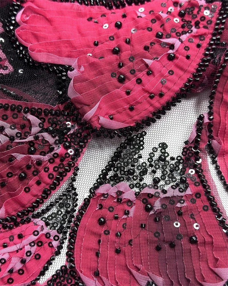 

African French Beaded Sequin Lace Fabric 2025 High Quality Nigerian Groom Embroidered Tulle Lace For Sewing Party Dresses