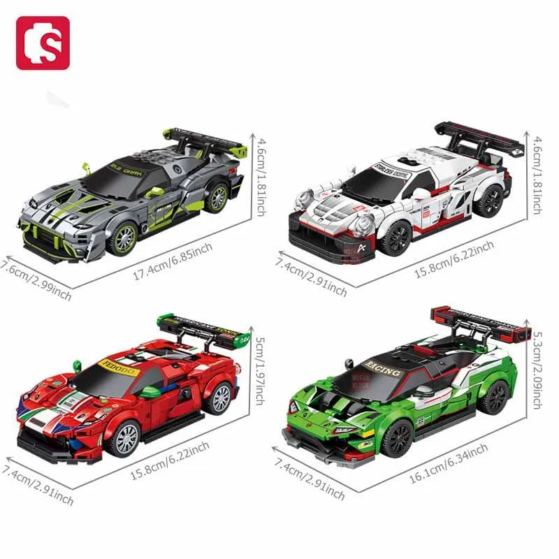 SEMBO Cool Fission Sports Car Building Blocks Kits MOC Famous Car Model Racing Vehicle Assembly Bricks Ornaments Toys Boys Gifts