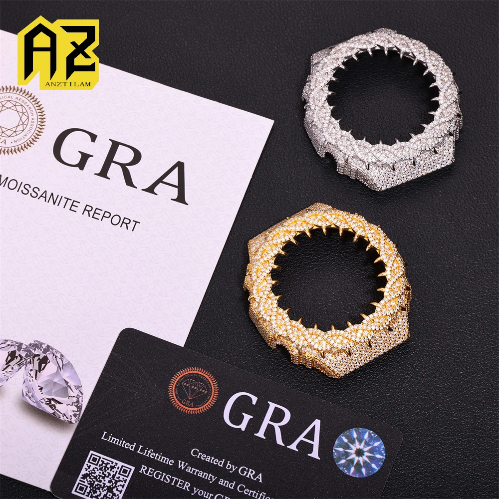 Anztilam VVS Moissanite Brass Watch Case For CAS** DW6900 Bling Can Pass Diamonds Tester With GRA Wrist Diamonds Case Free Ship