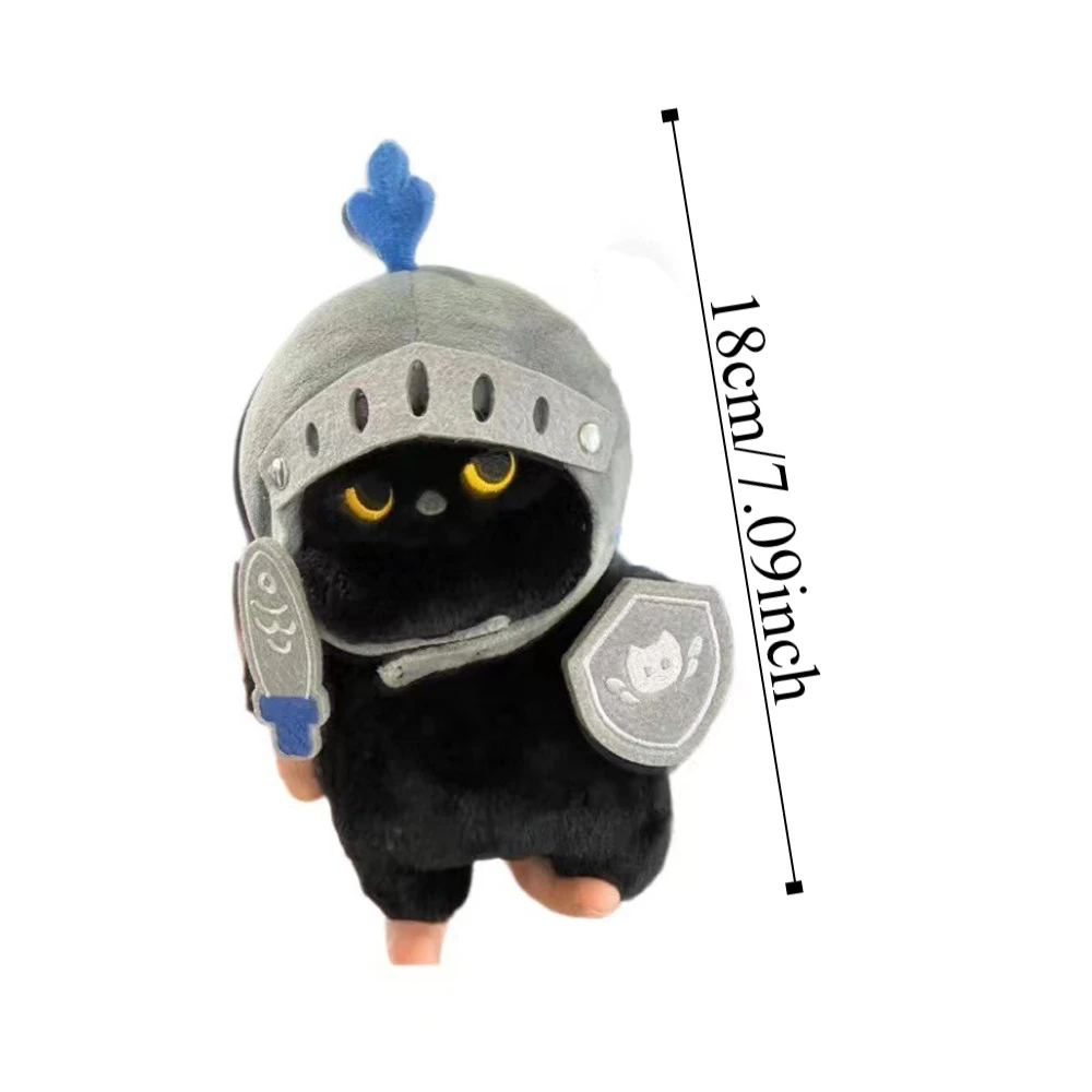 Accompanying Doll Shield Knight Cat Plush Doll Silly Cute Cat Plush Toy Soft Detachable Black Cat Stuffed Toy Children