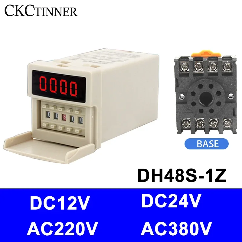 DH48S-1Z Digital LED Programmable Timer Time Relay Switch with Socket Base 12V 24V 220V 380V Delay Timer 0.01S-99H99M