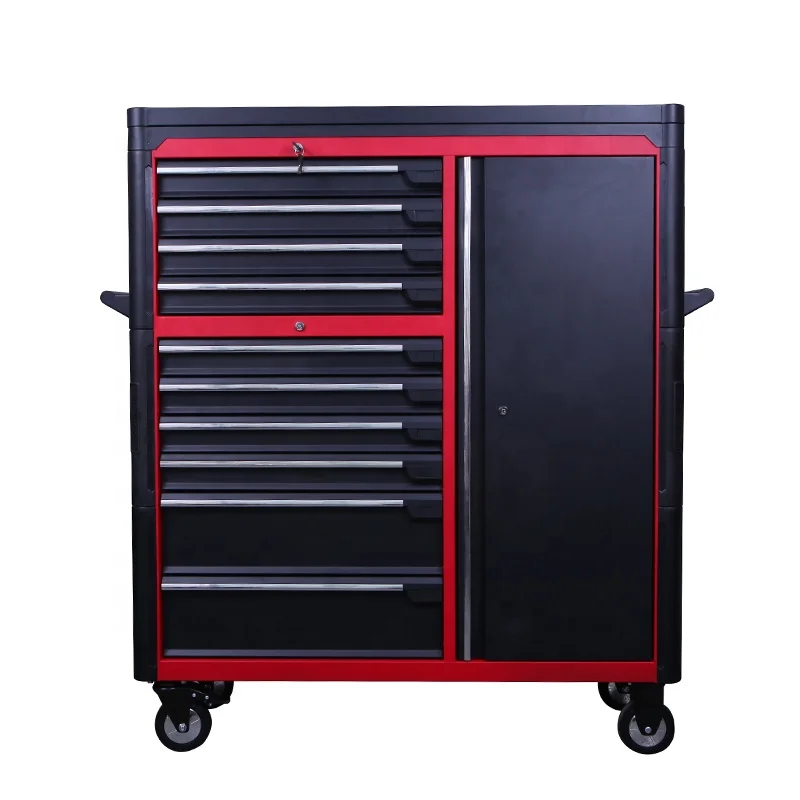 Heavy Duty Black And Red Garage Tool Cabinet Workshop Tool Trolley Toolbox Tool Chest