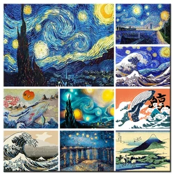 Van Gogh 5d Diamond Painting Kit Starry Night Full Diamond Mosaic Embroidery Kanagawa Wave Ukiyoe Famous Painting Home Decor