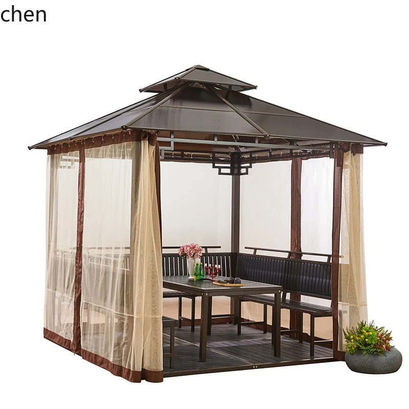 LXC Padiglione da esterno Cortile Casa in legno Terrazza sul tetto Giardino Parasole in lega di alluminio Padiglione da esterno