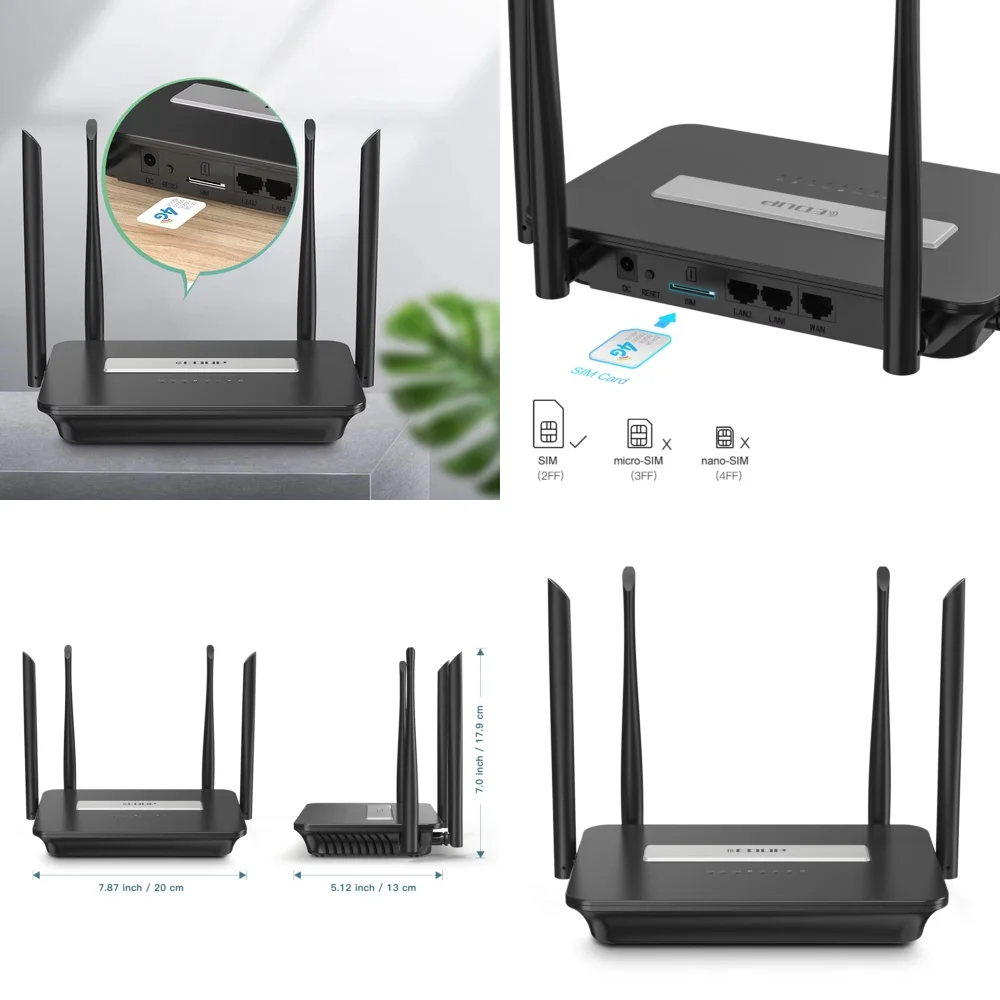 

Wi-Fi роутер EDUP 7503ES 300 Мбит/с MT7628NN B310 LTE CPE с поддержкой 4G LTE и слотом для SIM-карты для мобильного широкополосного интернета