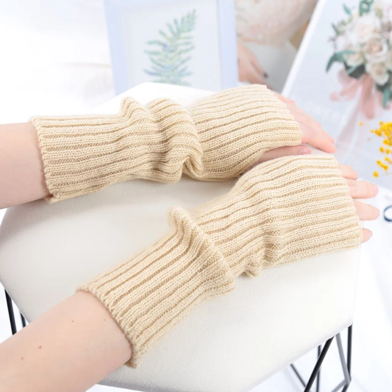 Guantes largos sin dedos para mujer, manopla más cálida a la moda para invierno, manga para el brazo, ropa gótica suave informal para chica,