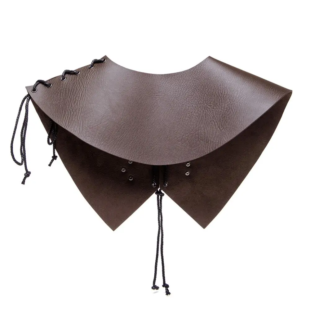 للجنسين Steampunk بو الجلود درع هالوين القرون الوسطى الشرير ريترو ستايل عباءة الترقوة سلسلة قلادة قلادة تزيين البني