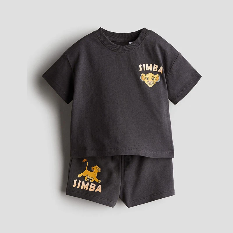 Simba patrón niños ropa chándales 2025 ropa de verano camiseta de dibujos animados trajes casuales niños camisetas de manga corta + Pantalones cortos