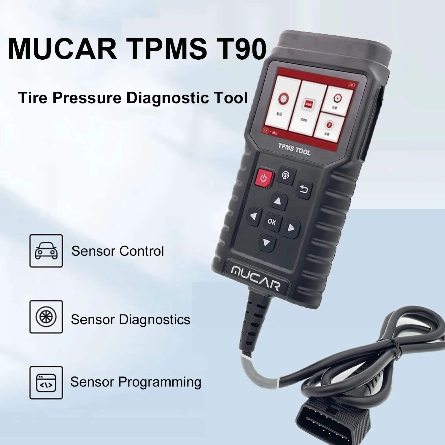 MUCAR TP T90 Programator TPMS Narzędzie diagnostyczne ciśnienia w oponach samochodowych Narzędzie TPMS 11 rodzajów wielojęzycznych kluczy Test