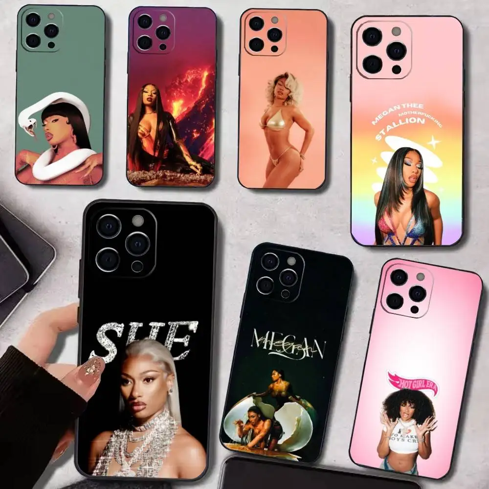 

Singer Me-gan Thee S-Stallion Phone Case For iPhone 17,16,15,14,13,12,11 Plus,Pro Max,XS,Soft Black Cover