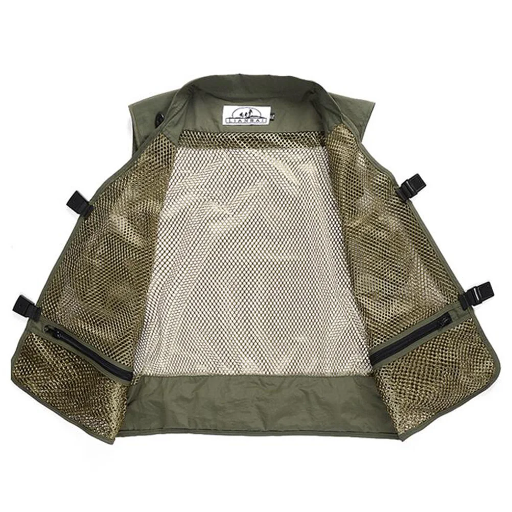 

Men's Outdoor Vest Multi Pockets Breathable Mesh Lightweight Fishing Hiking Camping Travel Clothing with Carabiner Buckles Xl