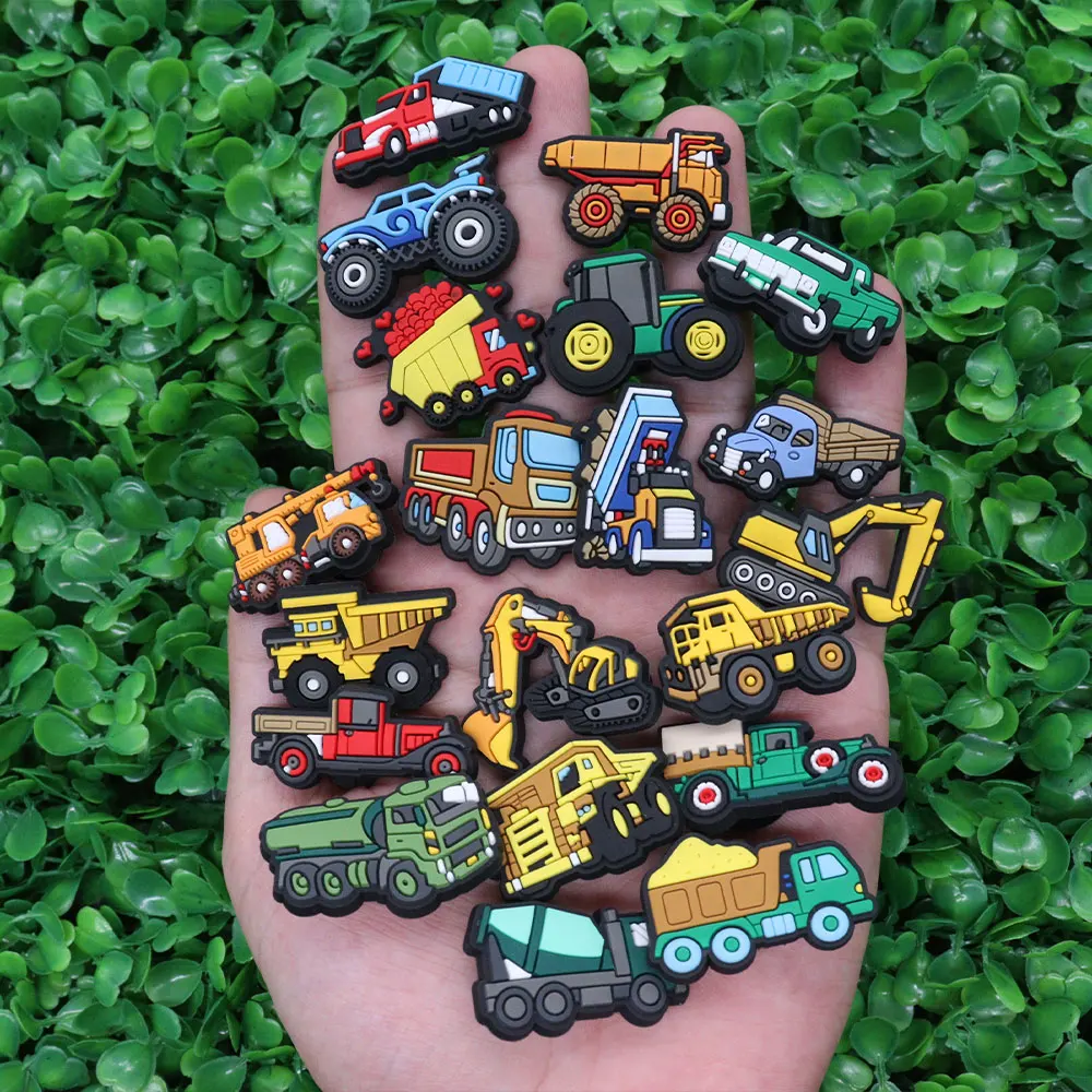 5-20PCS Vehicles Motorcycle Engineering Car Rocket Taxi Plane PVC Shoe Charms For Clogs Pin Sandals Shoes Accessories Decoration