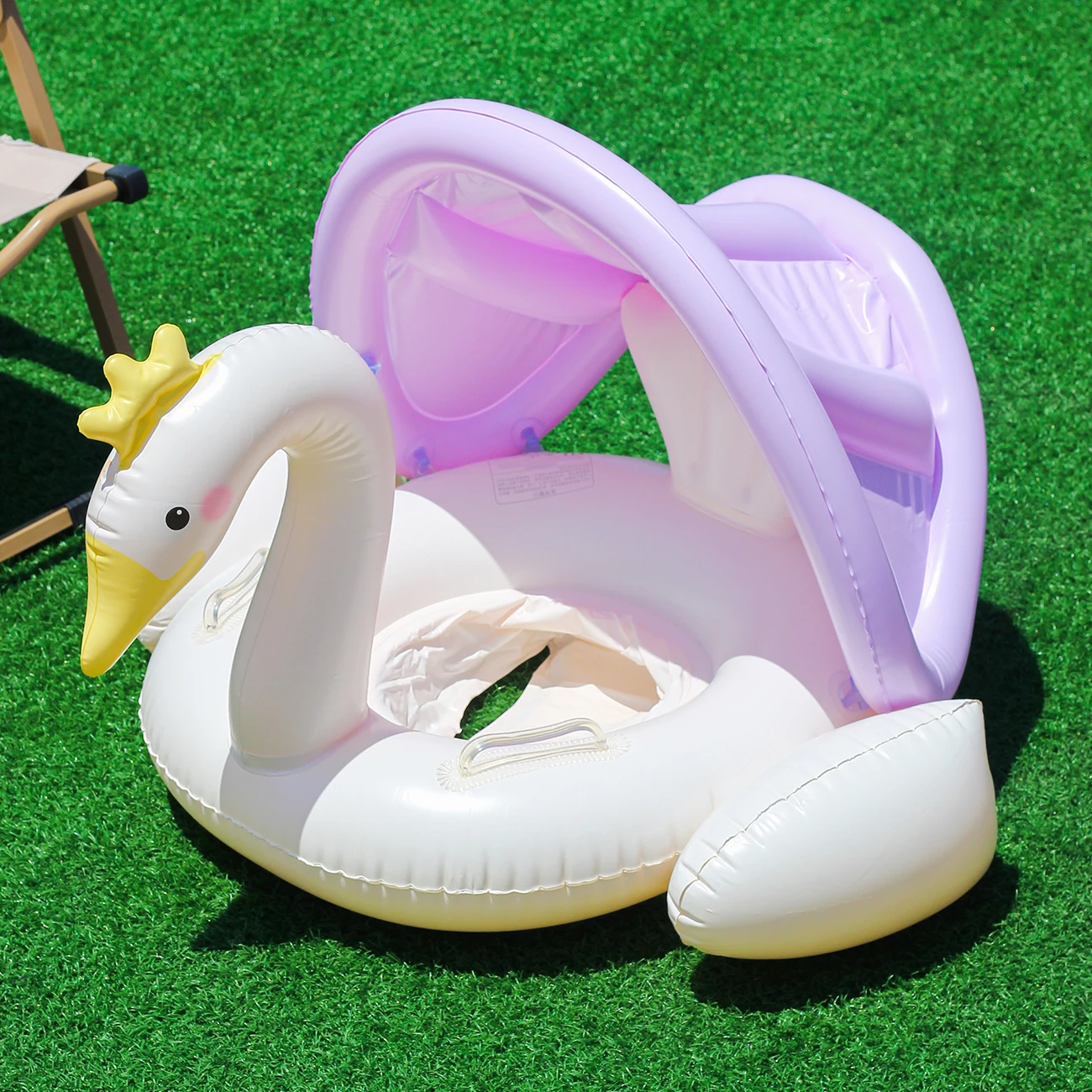 1 unidad de flotadores de piscina con dosel de cisne color crema mejorados, anillo de natación de verano, ayuda para nadar en la playa y la piscina, juguetes de playa Gea de seguridad del agua para Fiesta EN LA Piscina